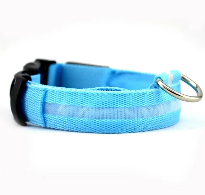 Glowing collar nylon collar dog leash collar glow-in-the-dark rechargeable collar dog collar pet supplies