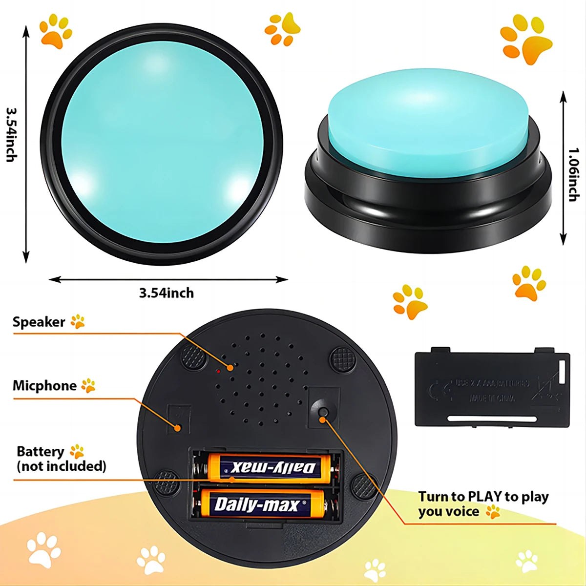 Dog Toys Funny Dog Recordable Pet Toys Travel Talking Pet Starters Pet Speaking Buttons Portable Cute Pet Supplies