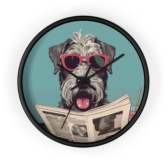 Schnauzer Reading Newspaper Wall clock