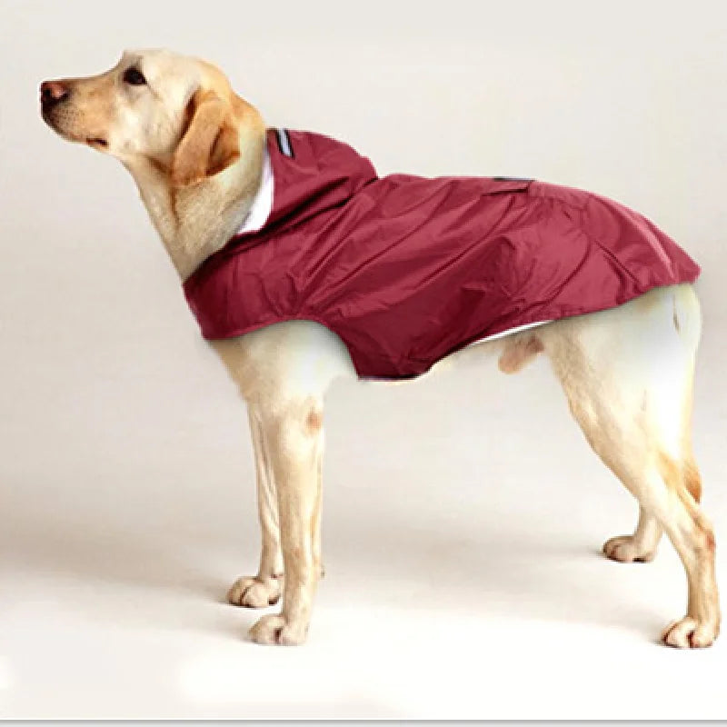 Dog Raincoat Waterproof Hoodie Jacket Rain Poncho Pet Rainwear Clothes with Reflective Stripe for All Sizes Big Puppies