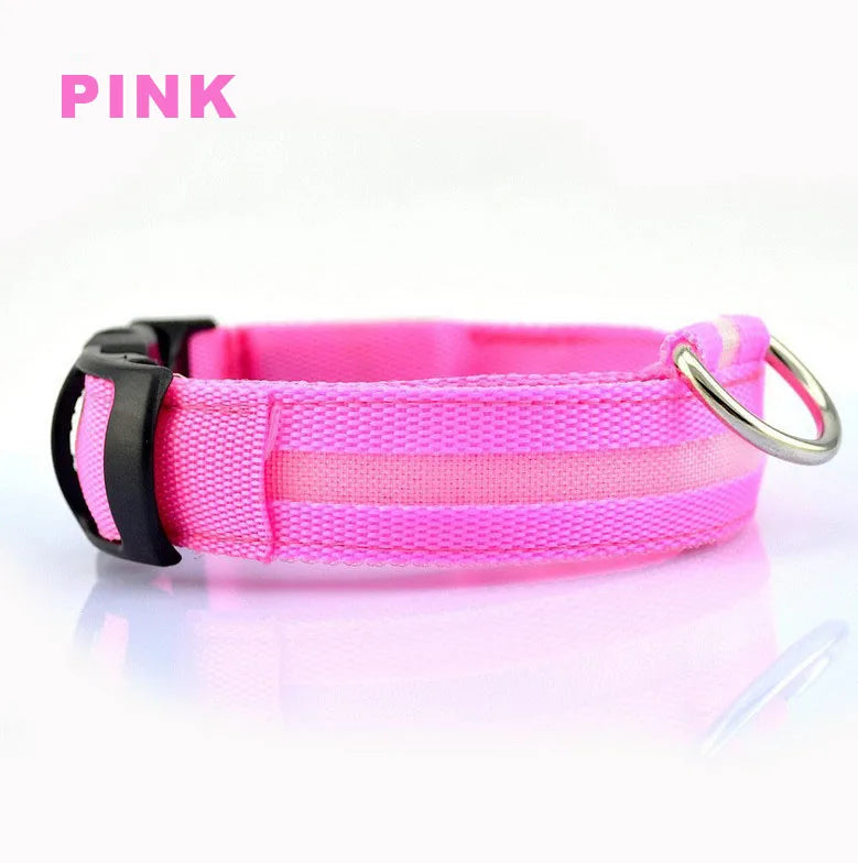 Glowing collar nylon collar dog leash collar glow-in-the-dark rechargeable collar dog collar pet supplies