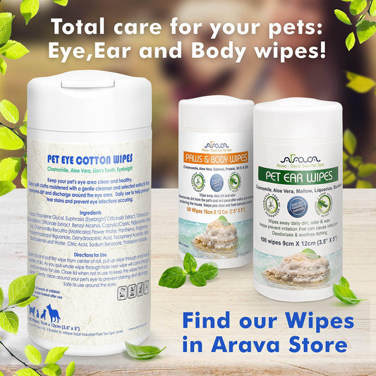 Arava Pet Eye Wipes   for Dogs Cats Puppies & Kittens   100 Count