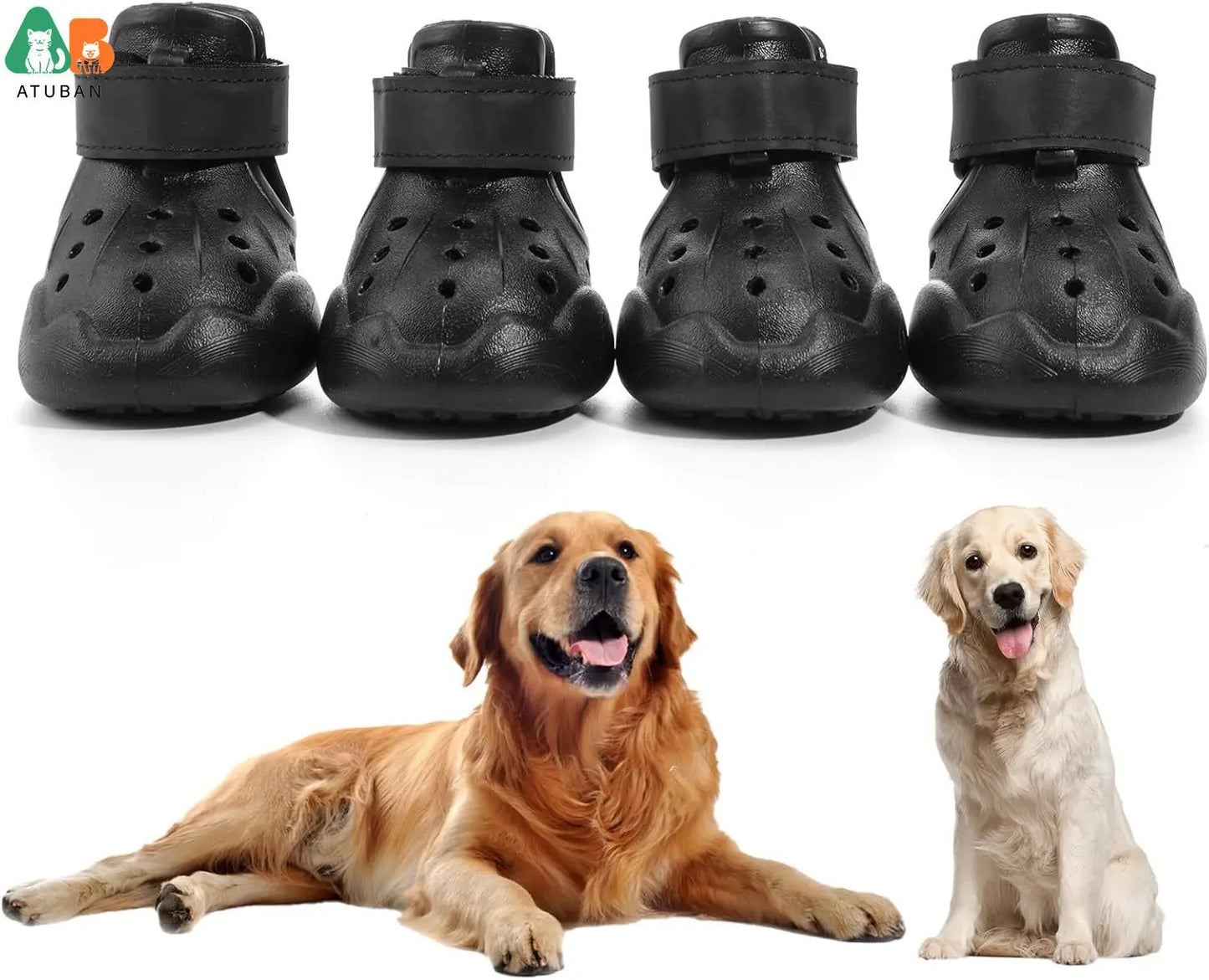 ATUBAN Dog Shoes, Dog Sandals for Hot Pavement Outdoor Dog Boots Non-Slip Waterproof Dog Booties for Winter Snowy Day and Summer