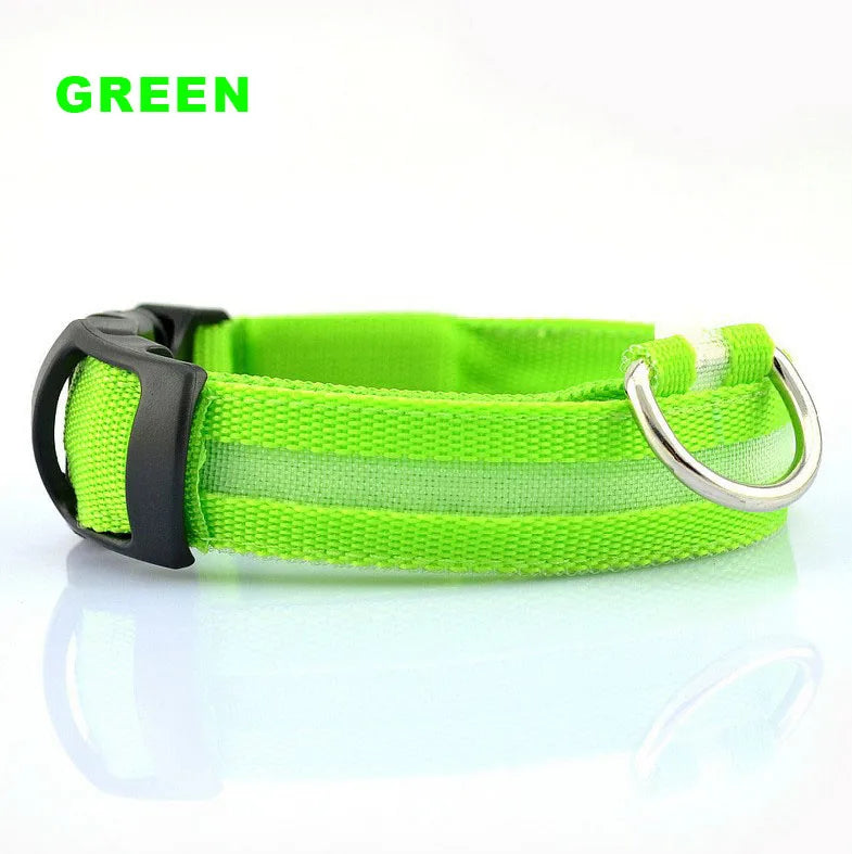 Glowing collar nylon collar dog leash collar glow-in-the-dark rechargeable collar dog collar pet supplies