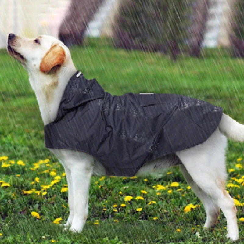 Dog Raincoat Waterproof Hoodie Jacket Rain Poncho Pet Rainwear Clothes with Reflective Stripe for All Sizes Big Puppies