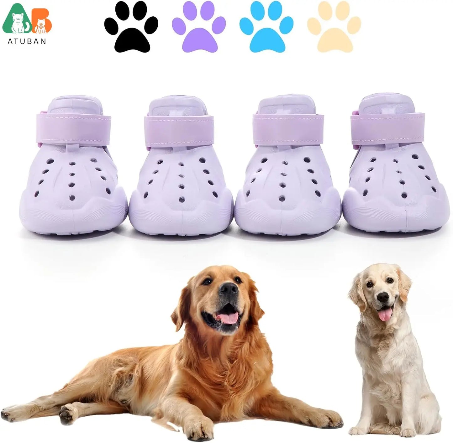 ATUBAN Dog Shoes, Dog Sandals for Hot Pavement Outdoor Dog Boots Non-Slip Waterproof Dog Booties for Winter Snowy Day and Summer