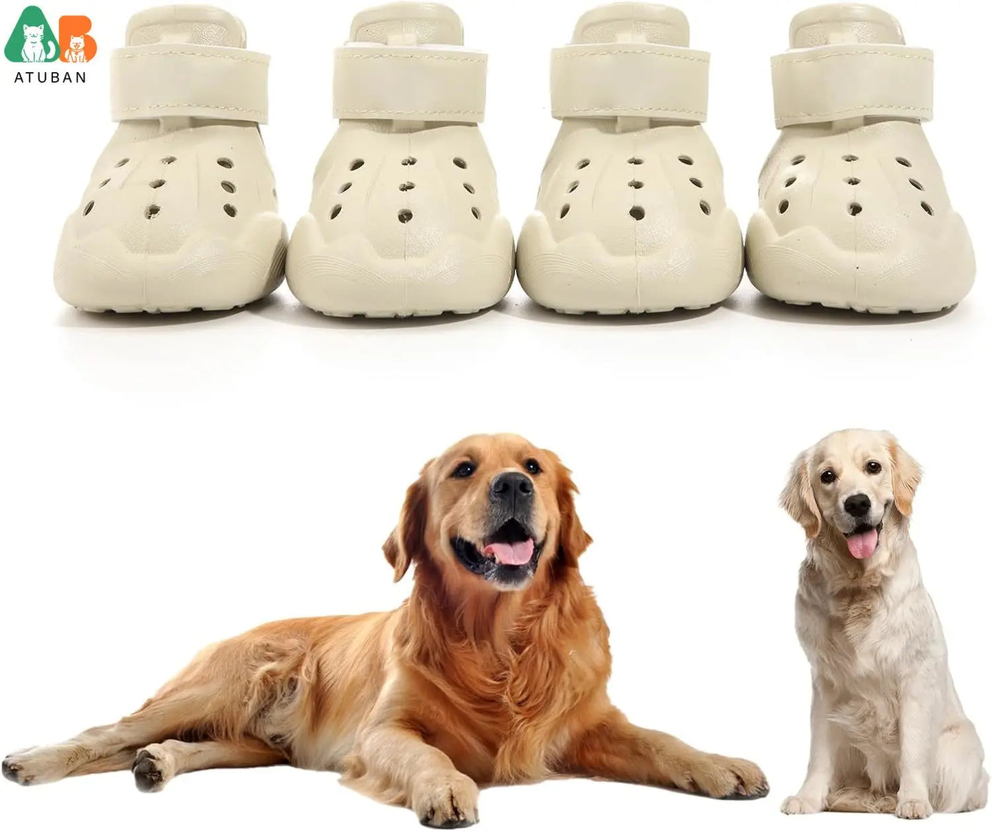 ATUBAN Dog Shoes, Dog Sandals for Hot Pavement Outdoor Dog Boots Non-Slip Waterproof Dog Booties for Winter Snowy Day and Summer