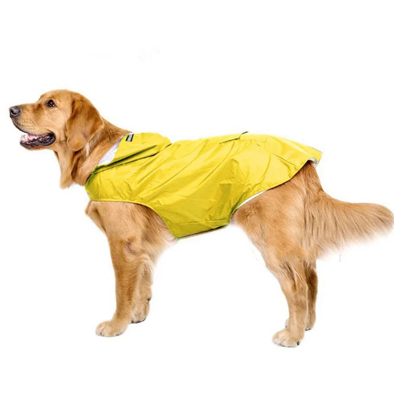 Dog Raincoat Waterproof Hoodie Jacket Rain Poncho Pet Rainwear Clothes with Reflective Stripe for All Sizes Big Puppies