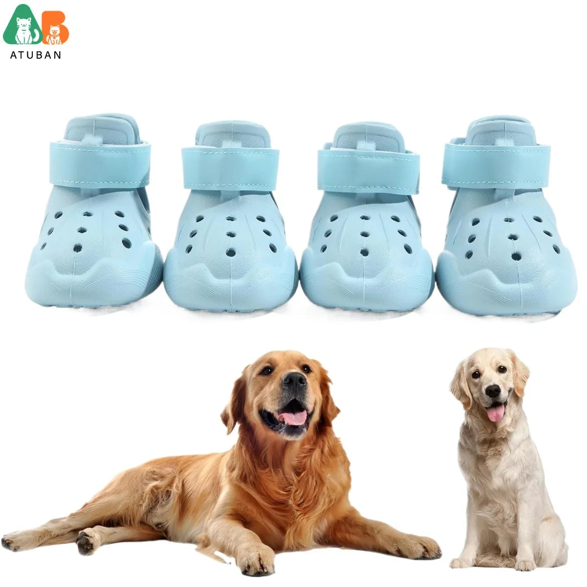 ATUBAN Dog Shoes, Dog Sandals for Hot Pavement Outdoor Dog Boots Non-Slip Waterproof Dog Booties for Winter Snowy Day and Summer