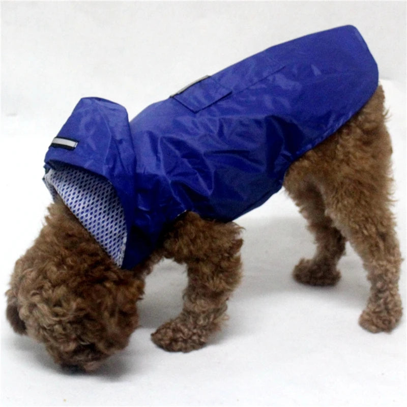 Dog Raincoat Waterproof Hoodie Jacket Rain Poncho Pet Rainwear Clothes with Reflective Stripe for All Sizes Big Puppies