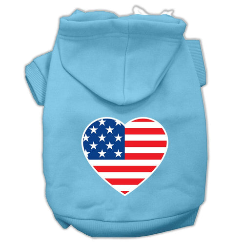 Pet Dog & Cat Hoodie Screen Printed, "American Flag Heart"