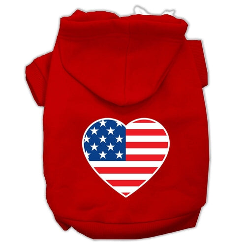 Pet Dog & Cat Hoodie Screen Printed, "American Flag Heart"