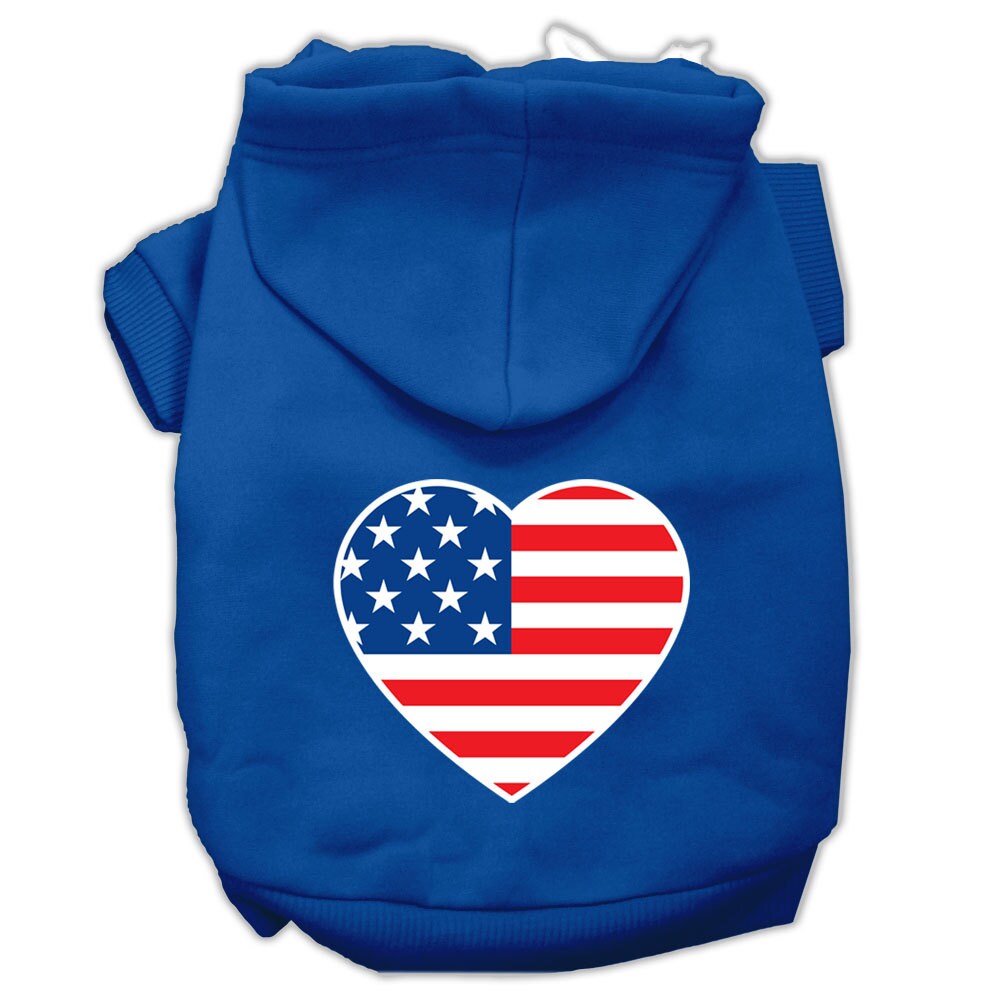 Pet Dog & Cat Hoodie Screen Printed, "American Flag Heart"